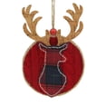 thumbnail image 2 of Northlight Cable Knit Plaid Reindeer Christmas Ornament - 6" - Red, 2 of 3