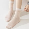 thumbnail image 6 of Gaoso 3 Pairs Women's Mesh Cut-Out Calf Socks Cute Causal Crew Socks Summer Breathable, 6 of 7