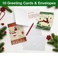 thumbnail image 2 of Global Printed Products 10 Foil and Glitter Holiday Cards with White Envelopes - Featuring Reindeer and Ornament Designs - GPP-0086-C, 2 of 5