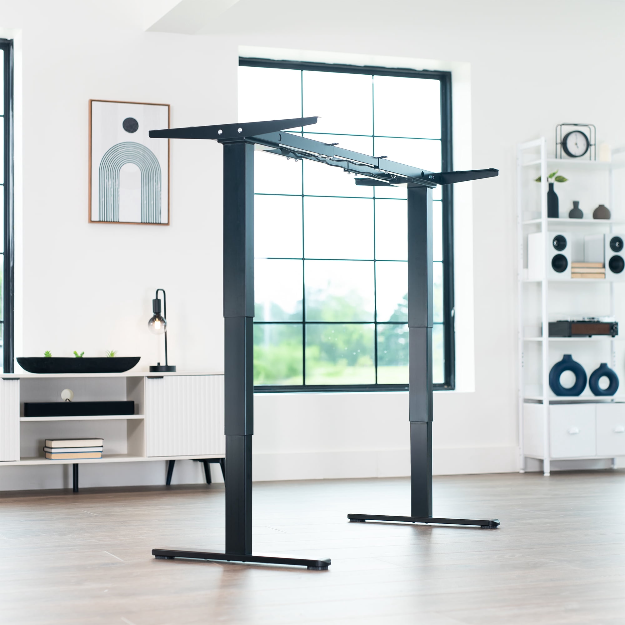 VIVO Black Electric Standing Height Adjustable Desk Frame, Dual Motor Ergonomic