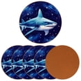 thumbnail image 2 of Shark 6pcs Round Microfiber Leather Coasters, 11x11 cm/4.3x4.3 in - Premium Table Drink Coasters Set for Home and Office, 2 of 6