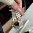 thumbnail image 5 of Metal Band Compatible for Apple Watch Band 49mm 46mm 45mm 44mm 42mm Men & Women, Classic Watch Bracelet Adjustable Strap for iWatch Series 10 9 8 7 6 5 4 SE 3 2 1, for iWatch Ultra 2/1, Starlight, 5 of 9