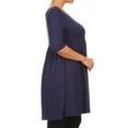 thumbnail image 2 of Moa Collection Women's Plus Size 3/4 Sleeves Babydoll Solid Tunic Top Dress, 2 of 5