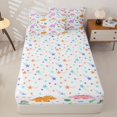 thumbnail image 4 of Metsweet Colorful Dinosaurs Zipper Full Size Comforter Sets with Fitted Sheet and 2 Pillowcases, Cartoon Animal Dino Zipper Bedding Set, Black Pink Purple,4pcs, 4 of 6