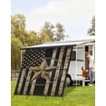 thumbnail image 4 of 4th of July RV Awning Sun Shade Screen 9'X7' Patriotic Star Wreath Mesh Sunscreen Retro Black American Flag Awning Shade Screen with Zipper UV Blocker Completed Kits for RV Motorhome Camper, 4 of 7