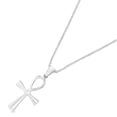 thumbnail image 2 of 14K White Gold Egyptian Ankh Cross Charm Pendant with 1.4mm Round Wheat Chain Necklace - 20", 2 of 6