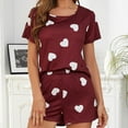 thumbnail image 2 of XuJwPNcy Womens Pajama Set 2 Piece Short Sleeve Round Neck Tops and Comfy Shorts Set Cute Print Sleepwear, 2 of 7