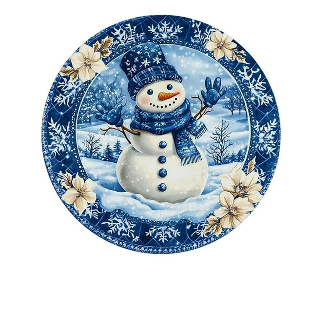 Christmas Table Decorations Christmas Snowman Placemat Restaurant Non-S Lip Placemat Round Placemat Table Decoration Christmas Dining Table Decorations