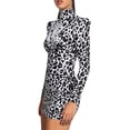 thumbnail image 6 of Qiylii Women Tight Dress Leopard High Neck Long Sleeve Wrapped Fall Mini Dress, 6 of 8