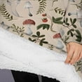 thumbnail image 3 of Oversized Wearable Blanket Hoodie,Red Mushroom Berry Leaf Beige Pattern Sherpa Blanket Hoodie with Super Pockets,Super Warm Fuzzy Pullover for Women & Men, 3 of 6