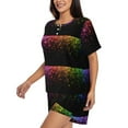 thumbnail image 2 of Naloa Colorful Sparkling Women's Short-Sleeved Pajama Set, Loungewear, Summer pajamas, Breathable Cozy - Medium, 2 of 9