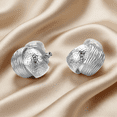 thumbnail image 3 of Yoursfs Irregularity Textured Chunky Clip on Earrings for Women Silver Double Half Hoops Clip Earrings White Gold Plated Fashion Jewelry, 3 of 6