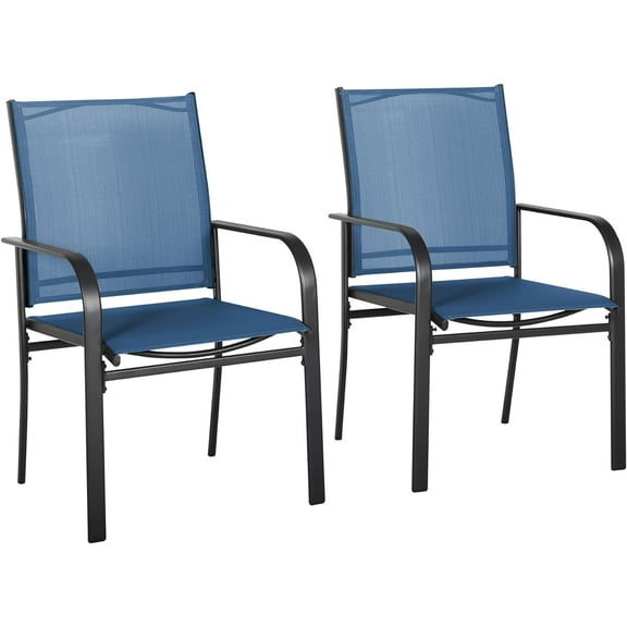 Suncrown Metal Outdoor Dining Chairs -Set of 2, Dark Blue