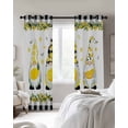 thumbnail image 4 of Lemon Gnomes Kitchen Curtains Farmhouse Botanical Fruits Black Plaid Cafe Short Curtains for Bathroom Blackout Window Curtain Grommet Small Window Treatment Drapes for Bedroom Living Room 42"x45"x2, 4 of 9