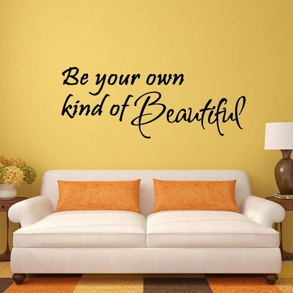 VWAQ Be Your Own Kind of Beautiful Matte Black Vinyl Wall Decal Lettering Quotes (13"H x 32"W)