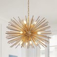 thumbnail image 1 of Lámpara Starburst moderna de 12 luces de mediados del siglo de 29 pulgadas - luminaria colgante Sputnik de oro para sala de estar, comedor o vestíbulo, 1 of 5