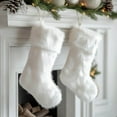 thumbnail image 6 of JHEHF 3 Pack 18inch White Christmas Stockings Xmas Stocking Fireplace Hanging Ornaments Gift Bags for Xmas Tree Fireplace Holiday Family Party Decoration, 6 of 7