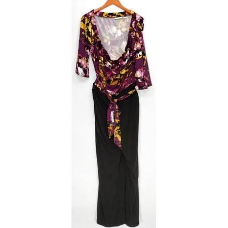 Black Floral Jumper - Susan Graver Sz XL Liquid Knit Floral Printed Jumper Black A352641