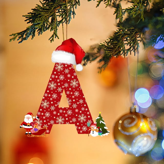 Decoración navideña 26 letras Decoración para árbol de Navidad Colgante Adornos para árbol de Navidad Adornos navideños personalizados DIY Decoración navideña Decoración colgante para árbol de Navidad