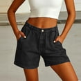 thumbnail image 6 of QATAINLAV Womens Casual Jean Shorts Cute Stretchy Denim Jorts Relaxed Fit Loose Wide Leg Short Jeans with Pockets Black XL, 6 of 10