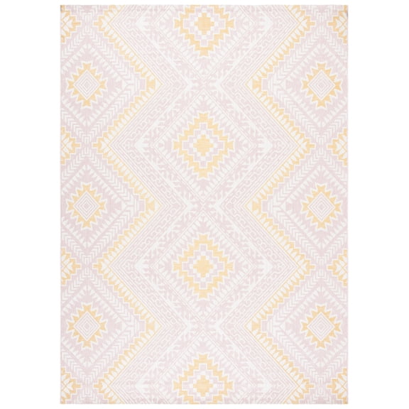 SAFAVIEH Courtyard Mervyn Botanical Indoor/Outdoor Area Rug, Pink/Gold, 8' x 10'