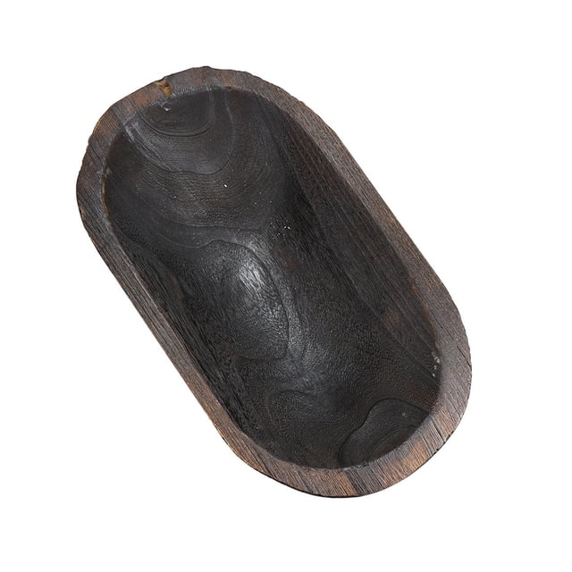 GROWTH TANK Wooden Bowl Large Capacity Stackable Oval Bowl for Home Kitchens Pantry Deep Brown