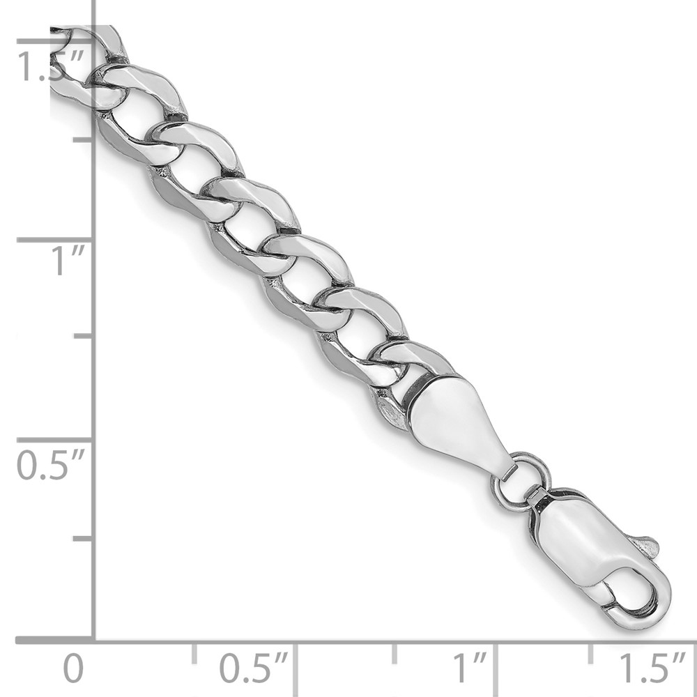 14k White Gold Bracelet Chain Styles Curb Men's 5.25 mm 8 in Semi-Solid with Lobster Clasp