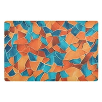 Rusty Orange and Turquoise Blue Random Floor Door Mat Outdoor Indoor for Home Entrance Welcome Mats 32"x20"
