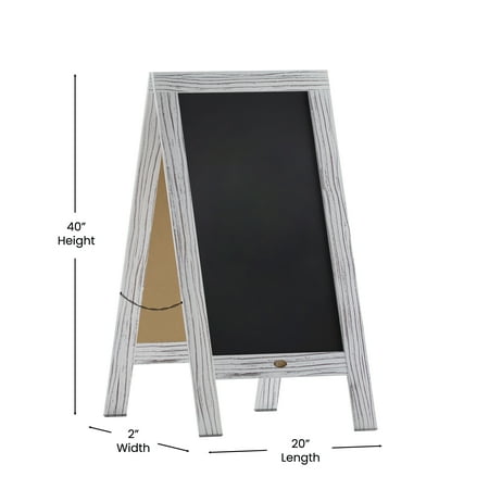 Alamont Home - Canterbury 20"W x 2-26"D x 40"H Magnetic A-Frame Chalkboard - White Wash