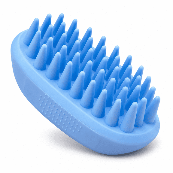 1 PACK Pet Silicone Shampoo Brush for Long & Short Hair Medium Large Pets Dogs Cats, Anti-skid Rubber Dog Cat Pet Mouse Grooming Massage Comb (Blue)
