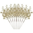thumbnail image 4 of YEAHIBABY 10Pcs Faux Berry Stems Golden Decoration for Christmas Tree and Wreath Floral Arrangements, 4 of 6