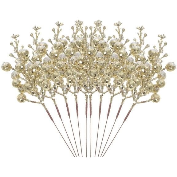 YEAHIBABY Artificial Golden Berry Stems Perfect for Christmas Tree and Wreath
