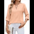 thumbnail image 3 of Blusa Informal con Cuello en V para Mujer, con Ojales, Bordada y Hueca, Ideal para Playa y Vestir. Color Naranja S, 3 of 10