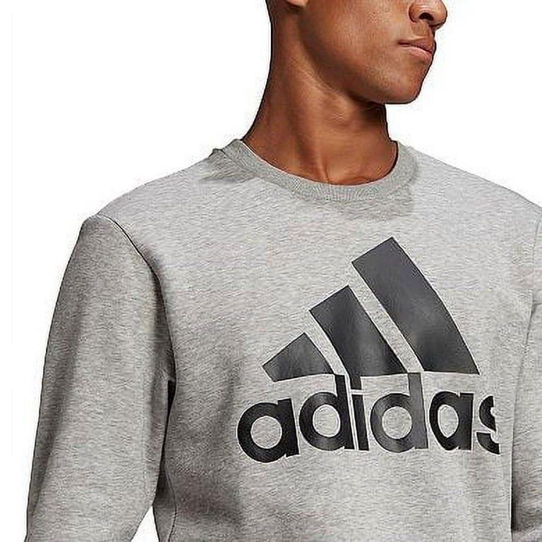Heather/Black, XX-Large Grey Men\'s Fleece Adidas Sweatshirt, Medium