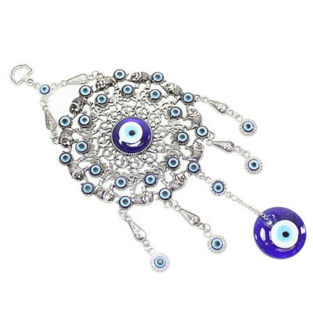 - Turkish Blue Evil Eye Elephant Spiral Circle Ring Amulet Large Decor Protection -D