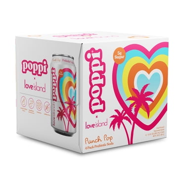 poppi Punch Pop Prebiotic Soda, 12 fl oz, 4 Pack Cans