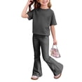 thumbnail image 5 of YOUYEDIAN 2 Piece Girls Sweatsuit Kids Short Sleeve Crewneck T Shirt Tops + Pants (Dark Gray, 13-14 Years), 5 of 8