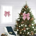 thumbnail image 4 of sruoe Christmas Bows, Christmas Tree Topper Bow, Wreath Bows Xmas Ornaments, Christmas Tree Accessories, Indoor Outdoor Hoiday Decor, Long Streamer Ribbon for Farmhouse Christmas Decoration, Pink, 4 of 6