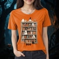 thumbnail image 2 of YDFCWXW Women Fall Halloween Crew Neck Shirt Ghost Graphic Short Sleeve Tee Autumn Holiday Tops 2025 Orange, L, 2 of 4