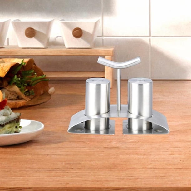 Caja de condimentos de acero inoxidable, botella de ingredientes, vinagrera de cocina, salero y pimentero, bote para condimentos para cocinar, boda,