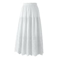 thumbnail image 6 of qelini Lace Maxi Skirt for Women Long Skirt Elastic High Waist A-line Skirt Solid Color Casual Skirt, 6 of 6