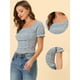 thumbnail image 2 of Tops Cortos Florales Allegra K de Manga Corta para Mujer Azul S, 2 of 4