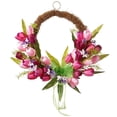 thumbnail image 1 of 20 in. Tulip Twig Wreath - Pink & Burgundy, 1 of 1