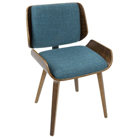 Turquoise Dining Chairs Santi Mid-Century Modern Dining/Accent Chair in Walnut with Turquoise Fabric by LumiSource - Set of 2 ()