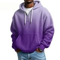 thumbnail image 2 of Men's Casual Solid Color Waffle Zipper Long Sleeve Hooded Sweatshirt Purple XL, 2 of 4