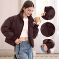 thumbnail image 4 of Women'S Winter Cropped Puffer Jacket Coat Short Warm Quilted Jacket Coffee XS, 4 of 7