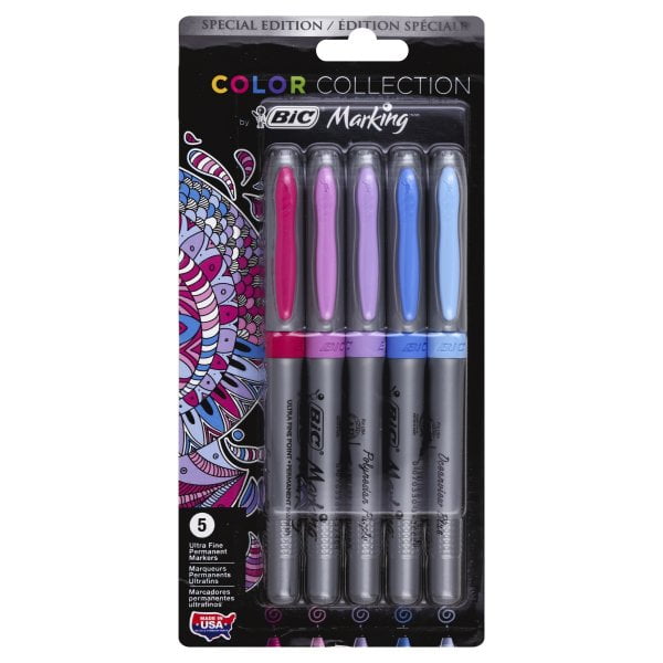 Bic Color Collection Marking Ultra Fine Calm Colors Permanent Marker 5 Markers Walmart Com Walmart Com