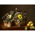 thumbnail image 2 of Fantin-Latour, Henri 32x25 Black Ornate Wood Framed with Double Matting Museum Art Print Titled - Still Life with Pansies, 2 of 4