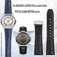 thumbnail image 2 of Correa de reloj MAURICE LACROIX Eliros de piel de vaca suave de 20 a 22 mm con hebilla plegable, correa de piel auténtica negra, marrón y azul, accesorios para hombre, 2 of 5