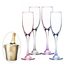 ACDANC 4Pcs Champagne Flutes Plastic 5 oz Minimalist Design Cocktail Glass Party Cups for Parties Mix4